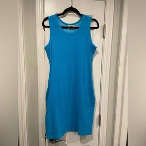 NWOT Metropolitan Size M Bright Blue Terry Cloth Tank Sun Dress Coverup Pockets